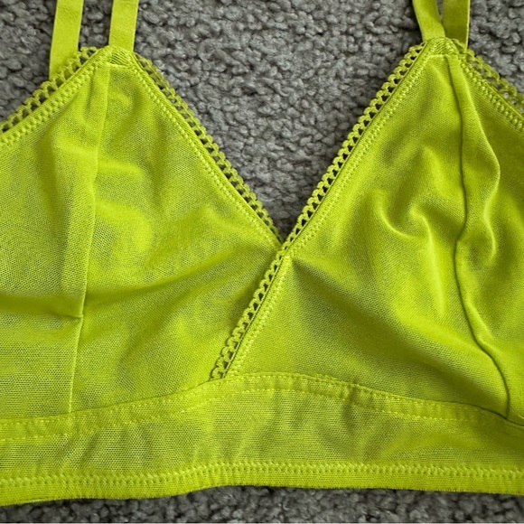 Arizona Body Bralette Mesh Acid Lime Floral Garden Blue Size S - Picture 10 of 11